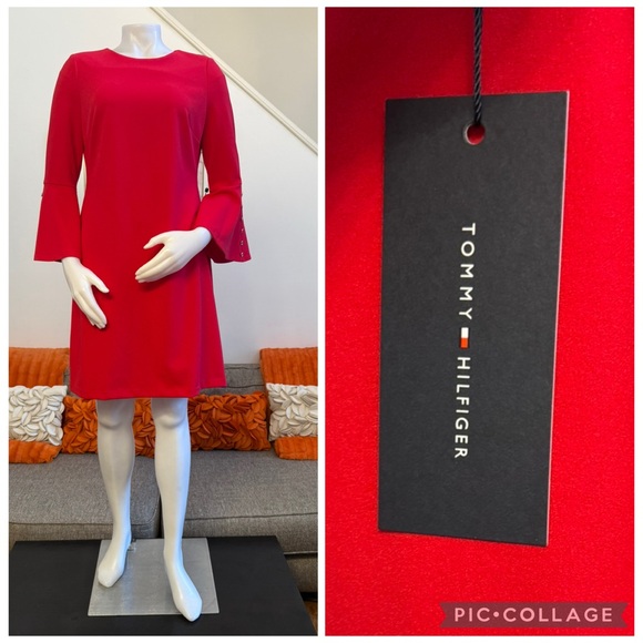 Tommy Hilfiger Dresses & Skirts - ❣️🆕TOMMY HILFIGER BUTTON BELL SLEEVE DRESS IN RED❣️